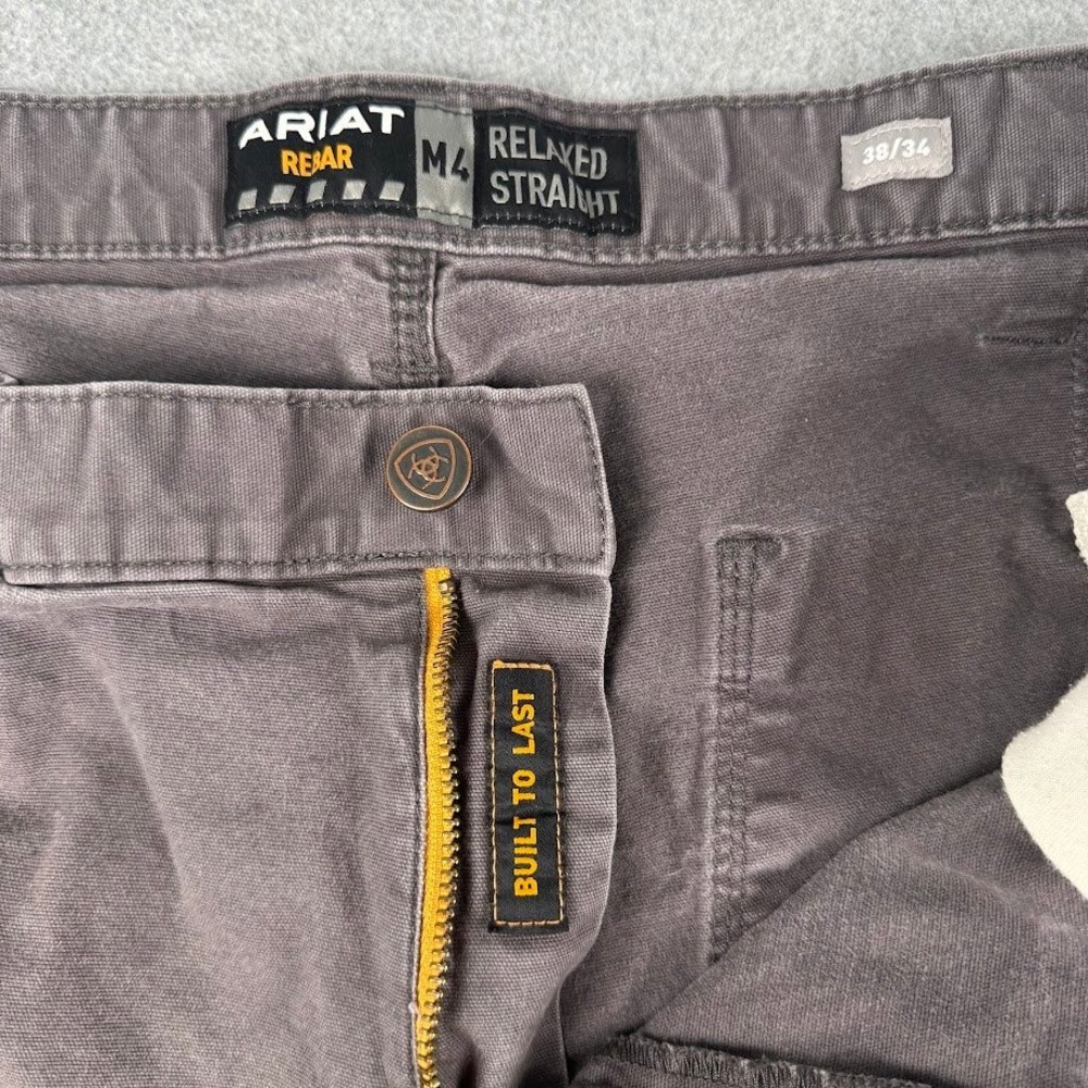 Ariat Pants Mens 38x34 Gray Rebar M4 Relaxed Straight Canvas Work Utility